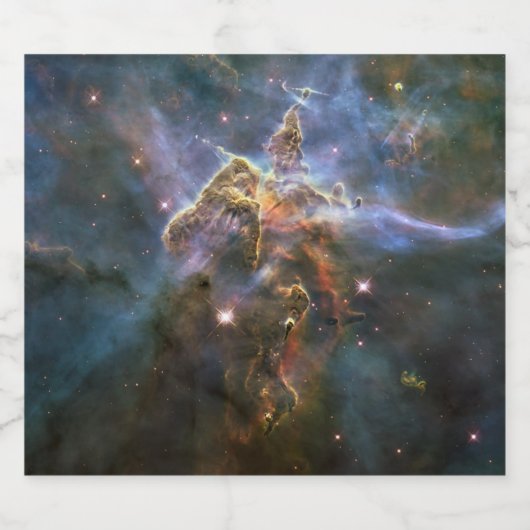 Mystic Mountain in Carina Nebula Hubble Space Sparkling Wijnetiket (Enkel label)