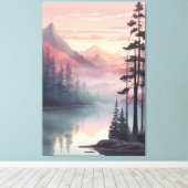 Mystic Mountain Lake bij zonsopgang Canvas Afdruk (Insitu (Houten vloer))