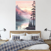 Mystic Mountain Lake bij zonsopgang Canvas Afdruk (Insitu (Slaapkamer))