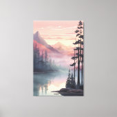 Mystic Mountain Lake bij zonsopgang Canvas Afdruk (Voorkant)