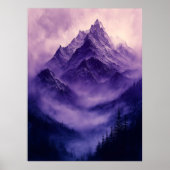 Mystic Mountain Peaks in het zwart-wit Paarse Poster (Voorkant)
