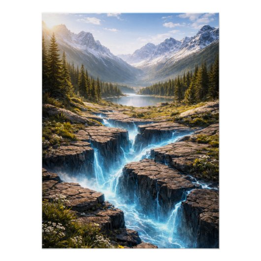 Mystic Mountain Valley – Fantasy Nature Landscape Perfect Poster (Voorkant)