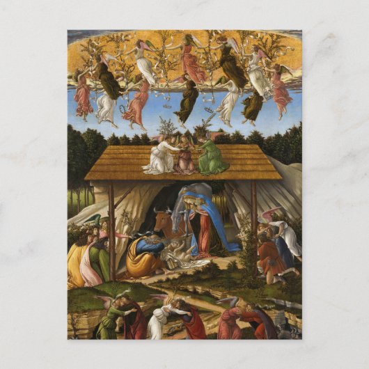 Mystic Nativity (1500) beroemd gemaakt door Sandro Briefkaart (Voorkant)
