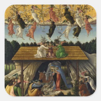 MYSTIC NATIVITY van Sandro Botticelli ,Kerstmis Vierkante Sticker
