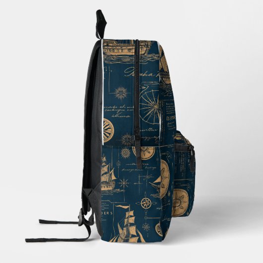 Mystic Navigator –  kaart en kompas ontwerp Bedrukte Rugzak (Links)