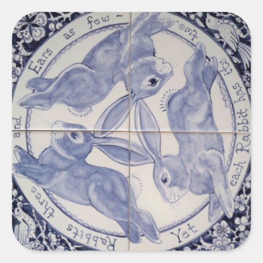 Mystic Navy Blue White Rabbit Trio Design Sticker (Voorkant)