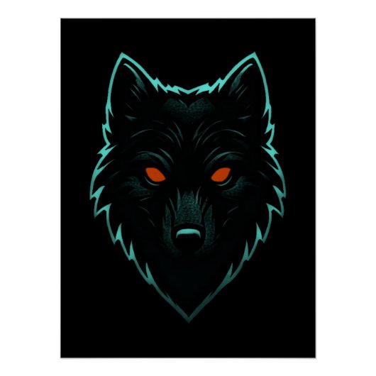 Mystic Neon Wolf Design Poster (Voorkant)