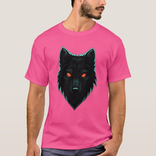 Mystic Neon Wolf Design T-shirt (Voorkant)