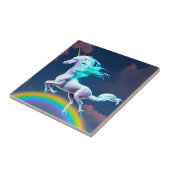 Mystic Night Flying Unicorn Rainbow Ceramic Tile Tegeltje (Zijkant)