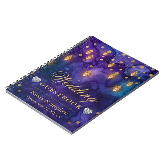 Mystic Night Lantern & Bokeh Wedding Guest Book Notitieboek (Linkerzijde)