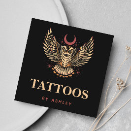 Mystic Night Owl Tattoo Artist Studio Social Media Vierkante Visitekaartje