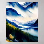 Mystic Nordic Lake Waterverf Art Print (Voorkant)
