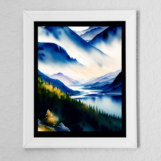 Mystic Nordic Lake Waterverf Art Print