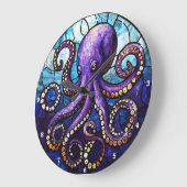 Mystic Octopus Depths - Glas in lood Oceaan Grote Klok (Hoek)