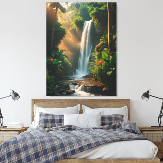 Mystic Oerwoud Herfsten - Serene Waterval Canvas A Afdruk (Insitu (Slaapkamer))