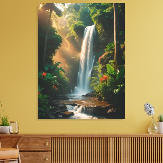 Mystic Oerwoud Herfsten - Serene Waterval Canvas A Afdruk (Insitu (Woonkamer))