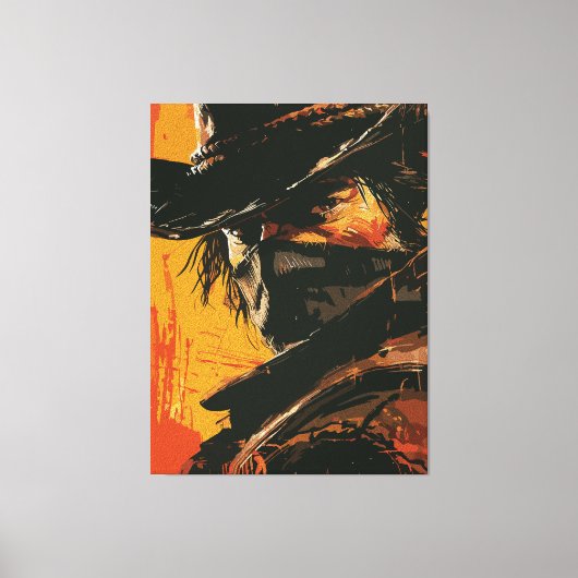Mystic Outlaw: Vurige Westerne blik Canvas Afdruk (Voorkant)