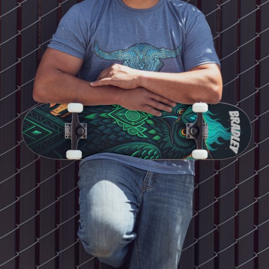 "Mystic Owl" gepersonaliseerd skateboard dek met C (Buiten 3)