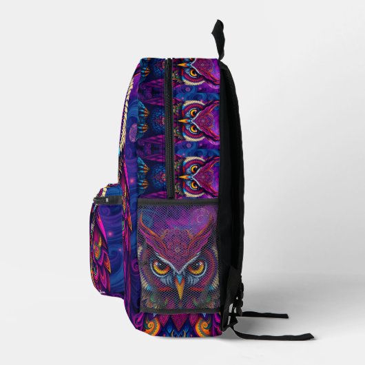 Mystic Owl Spirit Backpack - Wisdom & Magic Design Bedrukte Rugzak (Rechts)