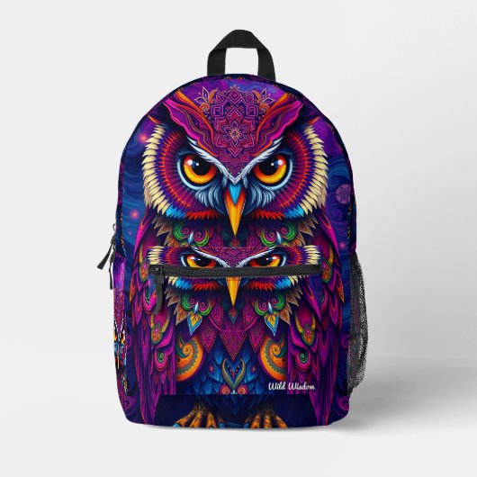 Mystic Owl Spirit Backpack - Wisdom & Magic Design Bedrukte Rugzak (Voorkant)