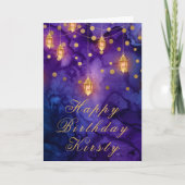 Mystic Paars Blue Fairy Lantern Bokeh Birthday Kaart (Voorkant)