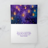 Mystic Paars Blue Fairy Lantern Bokeh Birthday Kaart (Binnen)