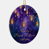 Mystic Paars Blue Fairy Lantern Bokeh Sweet 16 Keramisch Ornament (Rechts)