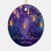 Mystic Paars Blue Fairy Lantern Bokeh Sweet 16 Keramisch Ornament (Links)