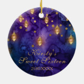 Mystic Paars Blue Fairy Lantern Bokeh Sweet 16 Keramisch Ornament (Achterkant)
