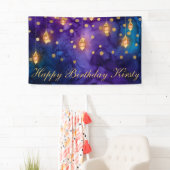 Mystic Paars Blue Lantern Bokeh Birthday Party Spandoek (Insitu)