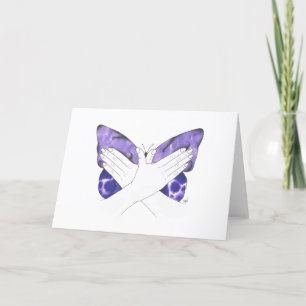 Mystic Paarse Butterfly in ASL (Amerikaanse Sign L Bedankkaart
