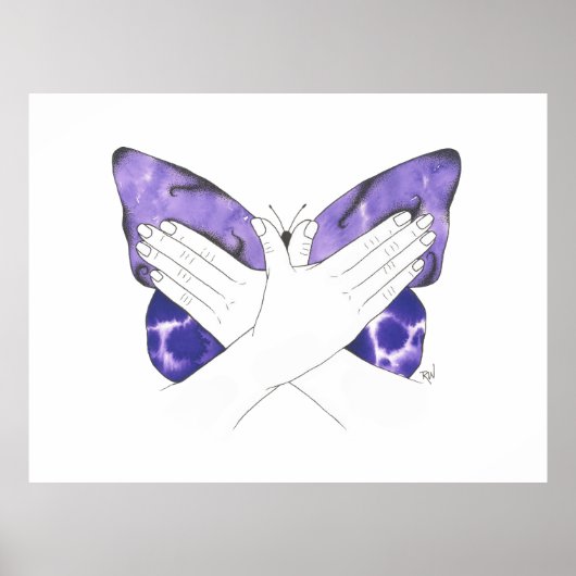 Mystic Paarse Butterfly in ASL Poster (Voorkant)