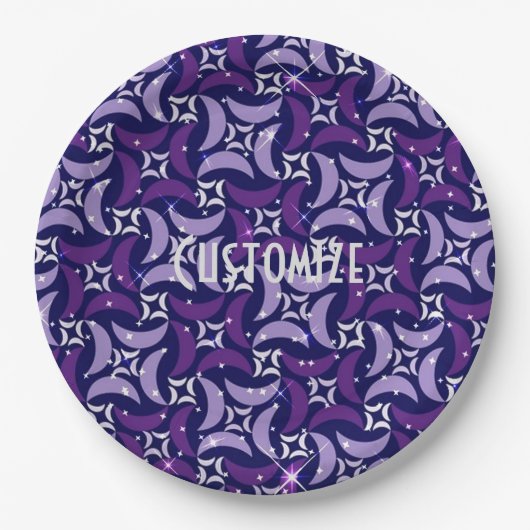 Mystic Paarse Moons Pattern Borden Papieren Bordje (Voorkant)