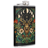 Mystic Pagan Stag en Maan Fase Heupfles (Rechts)
