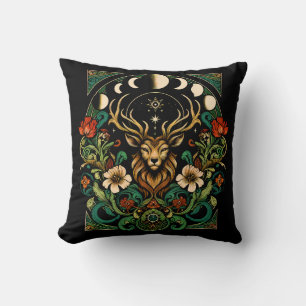 Mystic Pagan Stag en Maan Fase Kussen