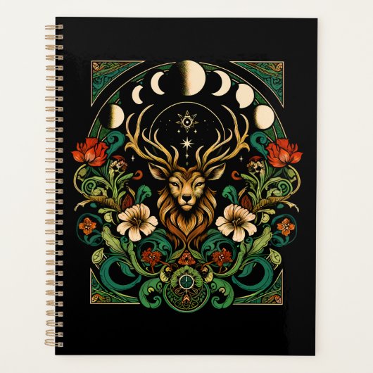 Mystic Pagan Stag en Maan Fase Planner (Voorkant)