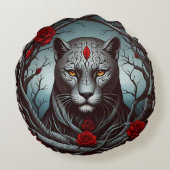 Mystic Panther of Betoverd Beest Rond Kussen (Achterkant)