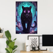 Mystic Panther Wall Art – Guardian of Crystals Poster (Thuiskantoor)