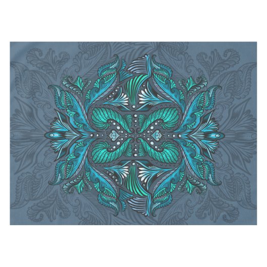 Mystic Peacock Feathers Tafelkleed (Voorkant (Horizontaal))