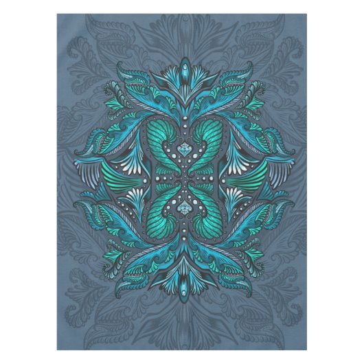 Mystic Peacock Feathers Tafelkleed (Voorkant)