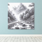 Mystic Peaks: Betoverd bospad Canvas Afdruk (Insitu (Houten vloer))