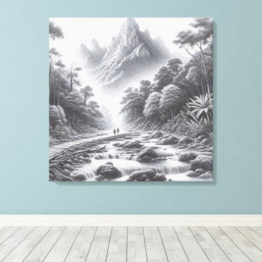 Mystic Peaks: Betoverd bospad Canvas Afdruk (Insitu (Houten vloer))