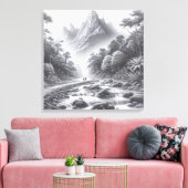 Mystic Peaks: Betoverd bospad Canvas Afdruk (Insitu (Woonkamer))