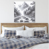Mystic Peaks: Betoverd bospad Canvas Afdruk (Insitu (Slaapkamer))