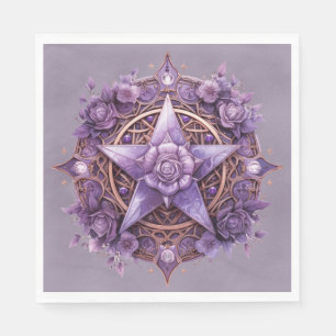 Mystic Pentacle - Paarse Witchy Party Tafeldecor Servet