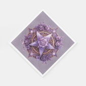 Mystic Pentacle - Paarse Witchy Party Tafeldecor Servet (Hoek)
