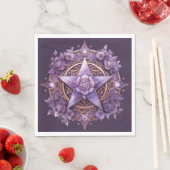 Mystic Pentacle - Paarse Witchy Party Tafeldecor Servet (Insitu)