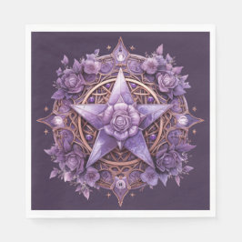 Mystic Pentacle - Paarse Witchy Party Tafeldecor Servet