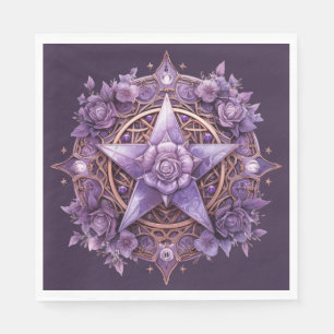 Mystic Pentacle - Paarse Witchy Party Tafeldecor Servet