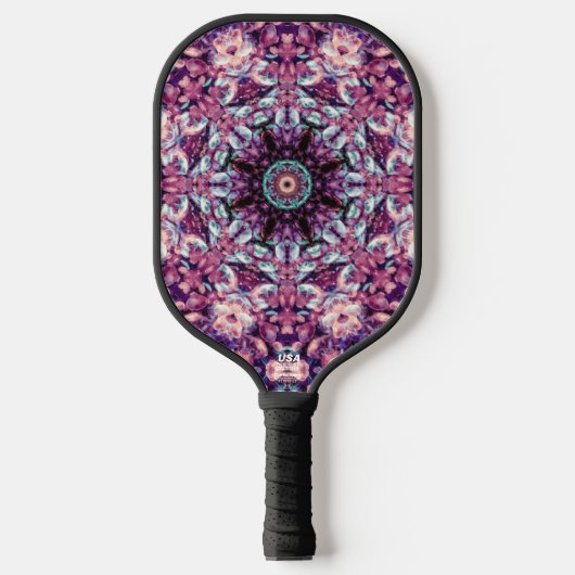 Mystic Purple Bioluminescent Kaleidoscope Art Pickleball Paddle (Voorkant)